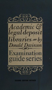 Cover of: Academic and legal deposit libraries: an examination guidebook
