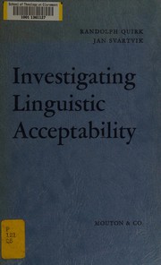 Cover of: Investigating linguistic acceptability