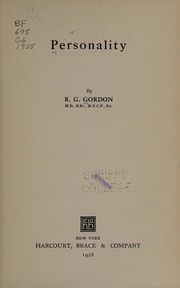 Personality by Gordon, R. G.
