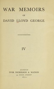 Cover of: War memoirs of David Lloyd George.