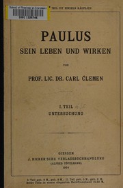 Cover of: Paulus: sein leben und wirken