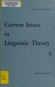 Cover of: Current issues in linguistic theory.