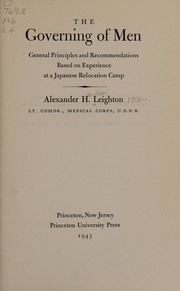 Cover of: The governing of men
