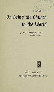 Cover of: On being the Church in the world