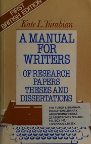 Cover of: A Manual for Writers of Research Papers Theses and Dissertations by Kate L. Turabian
