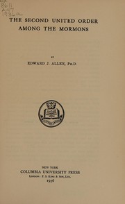 Cover of: United Order