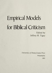 Cover of: Empirical models for Biblical criticism