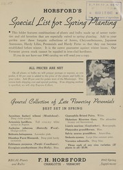 Cover of: Horsford's special list for spring planting by F.H. Horsford (Firm)