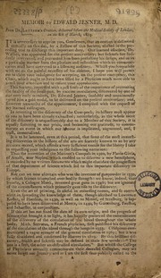 Memoir of Edward Jenner, M.D. by John Coakley Lettsom