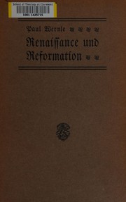 Cover of: Renaissance und reformation: sechhs vorträge