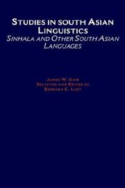 Cover of: Studies in South Asian linguistics: Sinhala and other South Asian languages