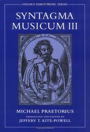 Cover of: Syntagma Musicum III (Oxford Early Music Series)