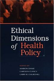 Cover of: Ethical Dimensions of Health Policy