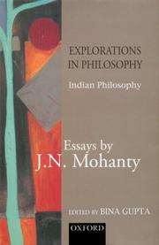Cover of: Explorations in Indian Philosophy: Essays by J. N. Mohanty Volume 1: Indian Philosophy