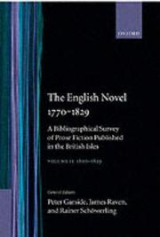 Cover of: The English novel, 1770-1829: a bibliographical survey of prose fiction published in the British Isles