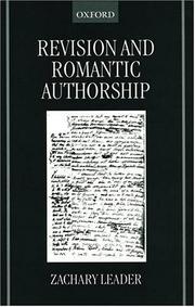 Cover of: Revision and Romantic Authorship | Zachary Leader