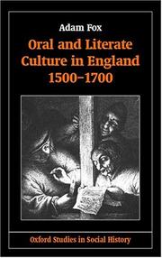 Cover of: Oral and literate culture in England, 1500-1700