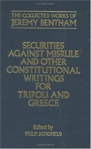Book: Securities against misrule and other constitutional writings for Tripoli and Greece By Jeremy Bentham