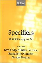 Cover of: Specifiers: Minimalist Approaches