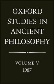 Cover of: Oxford Studies in Ancient Philosophy: Volume V: 1987 (Oxford Studies in Ancient Philosophy)