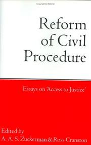 Reform of civil procedure : essays on 'access to justice'