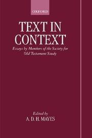 Text in context : essays by members of the Society for Old Testament Study