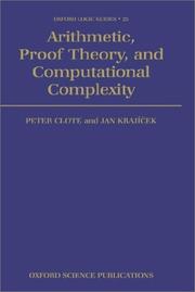 Cover of: Arithmetic, proof theory, and computational complexity