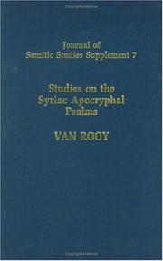 Studies on the Syriac Apocryphal Psalms