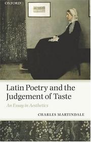 Latin poetry and the judgement of taste : an essay in aesthetics