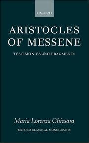 Cover of: Aristocles of Messene: Testimonia and Fragments (Oxford Classical Monographs)