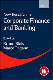 New research in corporate finance and banking