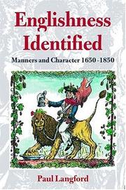 Cover of: Englishness Identified ' Manners and Character 1650-1850 '