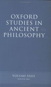 Cover of: Oxford Studies in Ancient Philosophy: Volume XXIII: Winter 2002 (Oxford Studies in Ancient Philosophy)