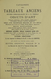 Cover of: Tableaux anciens: objets d'art