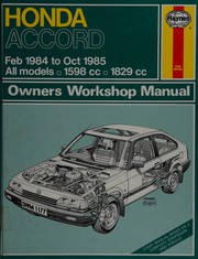 Cover of: Honda Accord owners workshop manual
