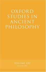 Cover of: Oxford Studies in Ancient Philosophy: Volume XXV: Winter 2003 (Oxford Studies in Ancient Philosophy)
