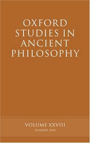 Cover of: Oxford Studies in Ancient Philosophy XXVIII: Summer 2005 (Oxford Studies in Ancient Philosophy)