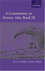 Cover of: A Commentary on Horace by R. G. M. Nisbet, Niall Rudd