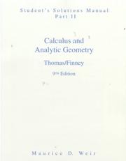 Cover of: Calculus and Analytic Geometry: Student Solution Manual (Calculus & Analytic Geometry)