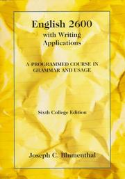 English 2600 with writing applications by Joseph C. Blumenthal