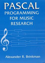 Pascal programming for music research by Alexander Russell Brinkman