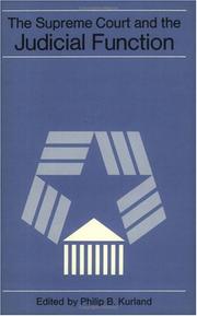 Cover of: The Supreme Court and the judicial function