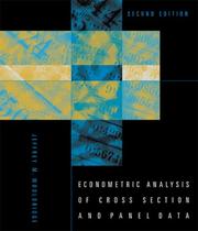 Cover of: Econometric Analysis of Cross Section and Panel Data