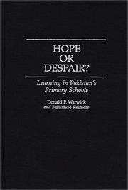 Cover of: Hope or despair?: learning in Pakistan's primary schools