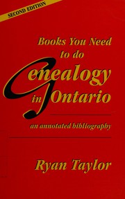 Books you need to do genealogy in Ontario by Ryan Taylor