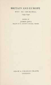 Cover of: Britain and Europe, Pitt to Churchill, 1793-1940. --