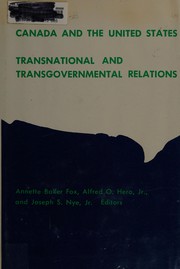 Cover of: Canada and the United States: Transnational and Transgovernmental Relations
