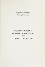 Cover of: Contemporary European thought and Christian faith