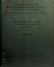 Cover of: Hierarchy and marriage alliance in South Indian kinship