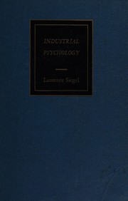 Cover of: Industrial psychology. by Laurence Siegel